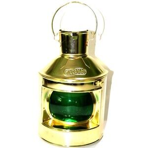 Starboard Ship Train Green Lantern Nautical Maritime Hanging Decoration 10" x 6"